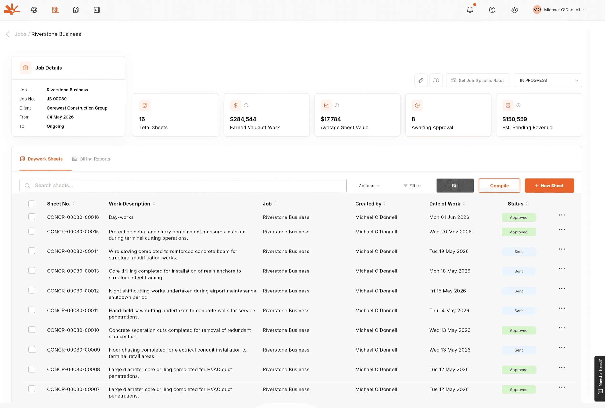 Create a Job desktop view